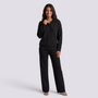 Conjunto Punto Mujer Pantalón Recto - Negro frontal