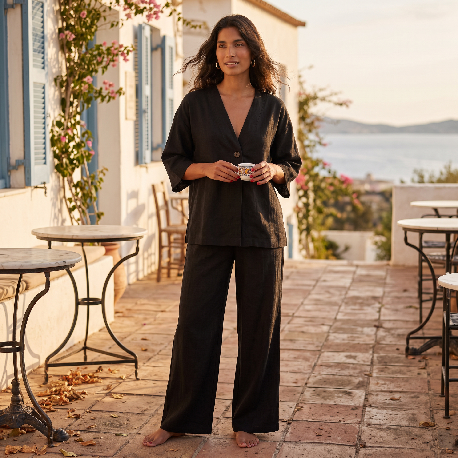 Conjunto Dos Piezas Mujer Pantalón Ancho - lifestyle