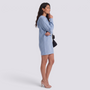 Vestido Punto Capucha Oversize Mujer Manga Larga - Azul - Lateral