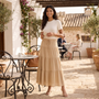 Falda Midi Mujer Cintura Alta Elegante Verano - lifestyle café