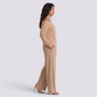 Conjunto Mujer Camiseta Hombros Descubiertos y Pantalón Ancho Caqui vista lateral