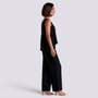 Conjunto Top Calado Pantalón Ancho Mujer - Negro - Lateral