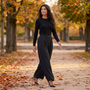 Pantalón Palazzo Plisado Mujer - Negro - Look de calle