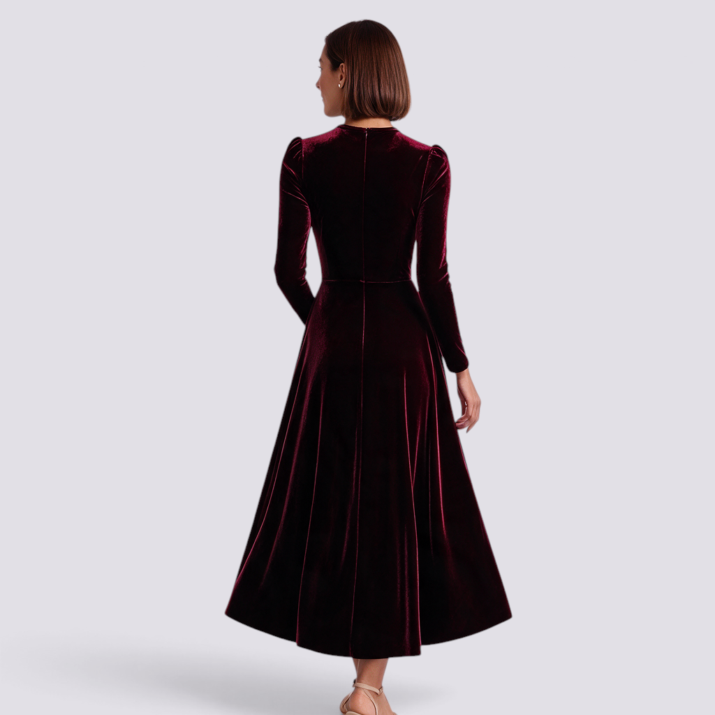 Vestido Terciopelo Burdeos Espalda