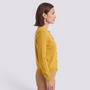 Cárdigan punto mujer cuello redondo amarillo - vista lateral