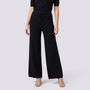 Pantalón Punto Ancho Mujer Cintura Alta - Negro - Frontal