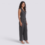 Conjunto Chaleco Sin Mangas Mujer Pantalon Ancho - Black Side