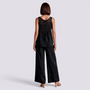 Conjunto Top Calado Pantalón Ancho Mujer - Negro - Espalda