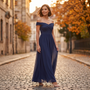 Vestido Largo Elegante Mujer Escote Bardot - Lifestyle