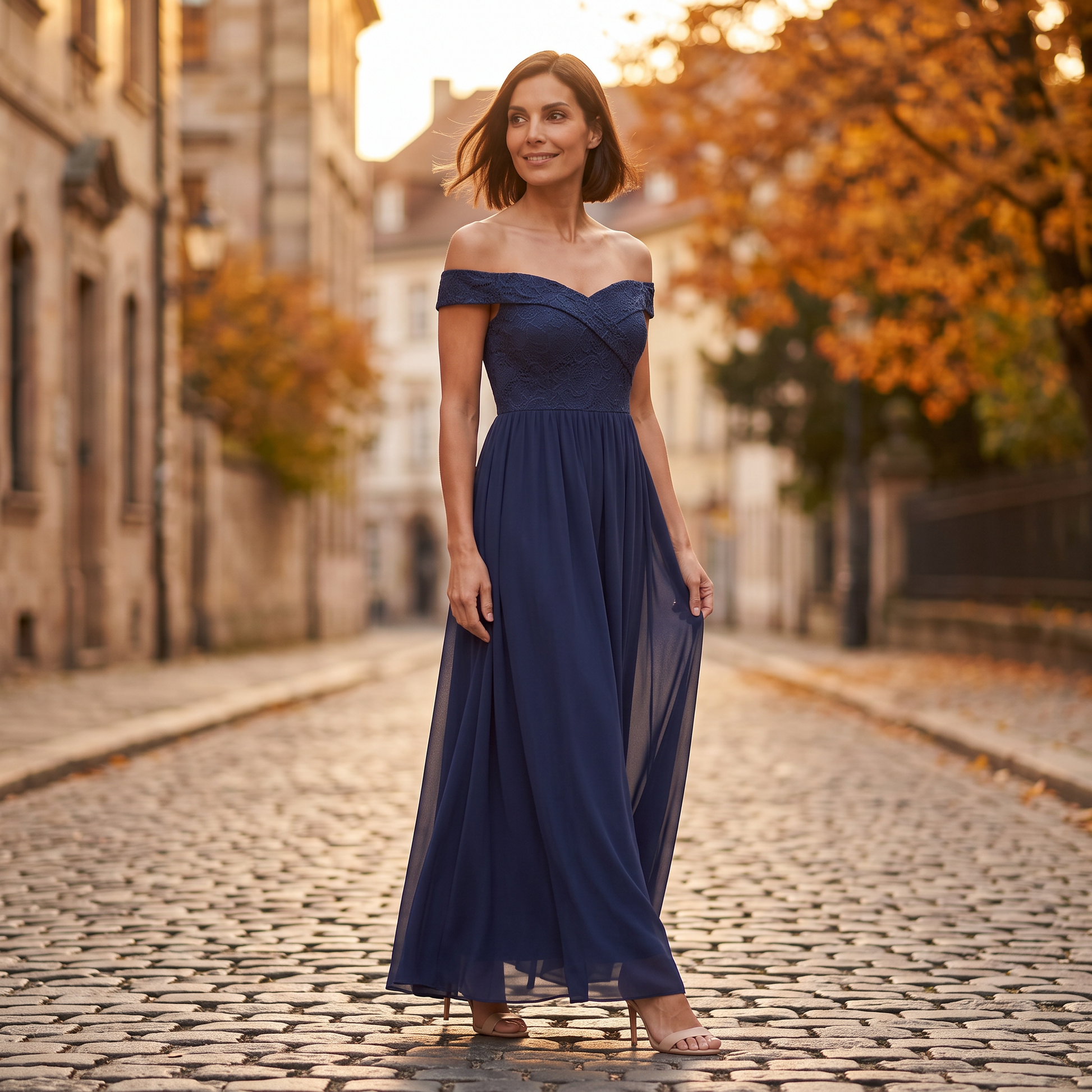 Vestido Largo Elegante Mujer Escote Bardot - Lifestyle