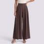 Pantalón Palazzo Mujer Talle Alto - Marrón - Frontal