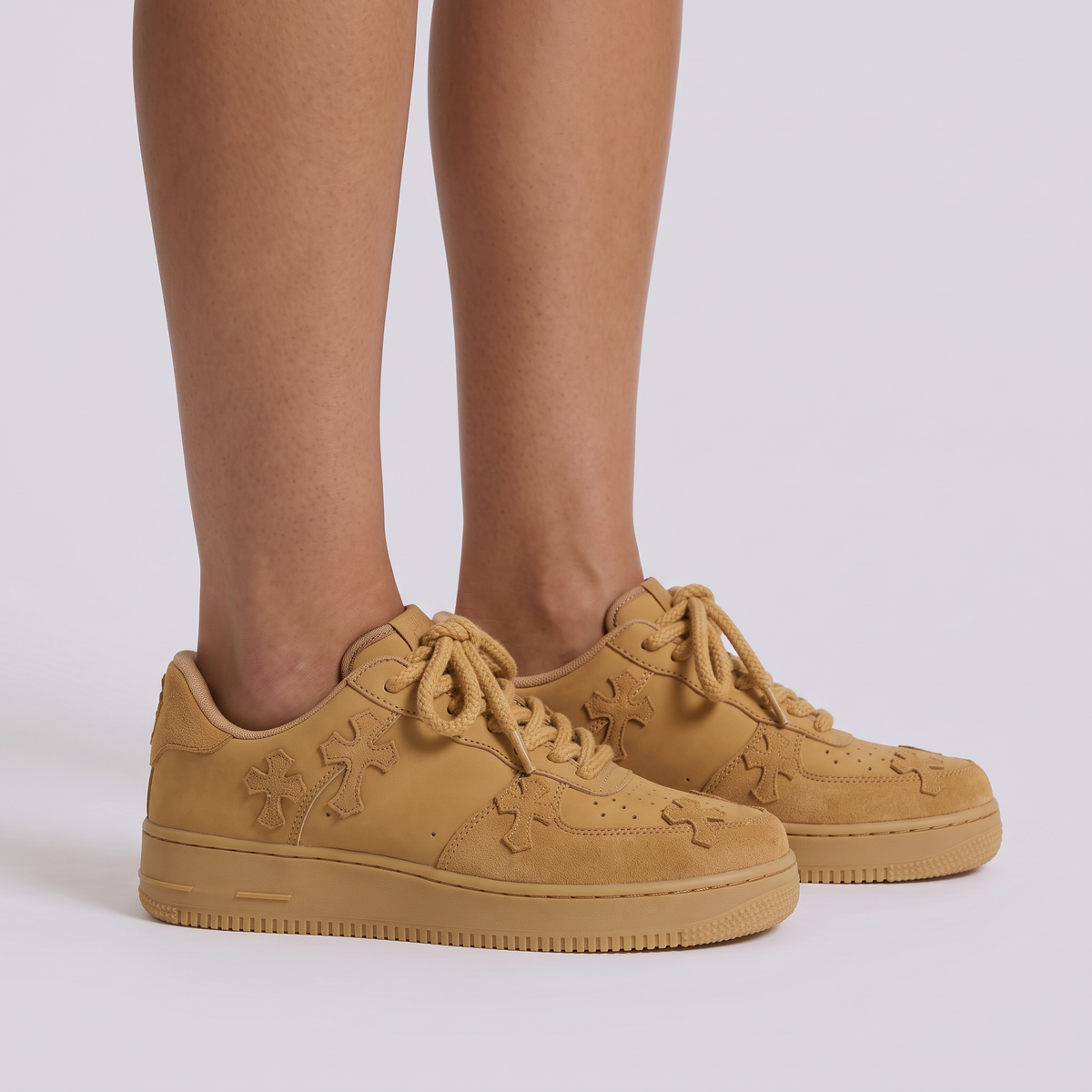 Zapatillas deportivas mujer efecto ante con cruces, vista lateral