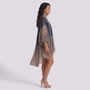 Vestido Cuello Alto Estampado Mujer Azul Marino - vista lateral