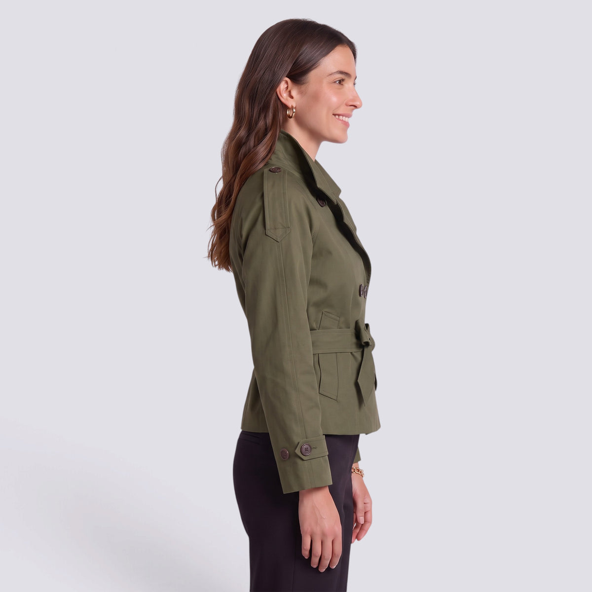 Gabardina Mujer Corta con Cinturón