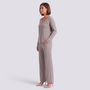 Conjunto Punto Mujer Pantalón Ancho - Gris Claro - Lateral