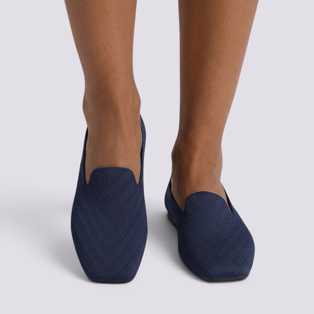 Mocasines Planos de Punto Mujer Azul Marino - vista frontal