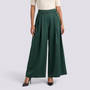 Pantalón Palazzo Plisado Mujer - Verde - Frontal