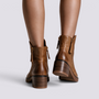 Botines Chelsea de Tacón Grueso Mujer - Marrón - Vista Trasera