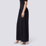 Pantalón palazzo mujer extra ancho con frunces en negro, vista lateral