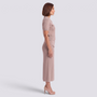Conjunto punto mujer polo y falda con botones, caqui, vista lateral