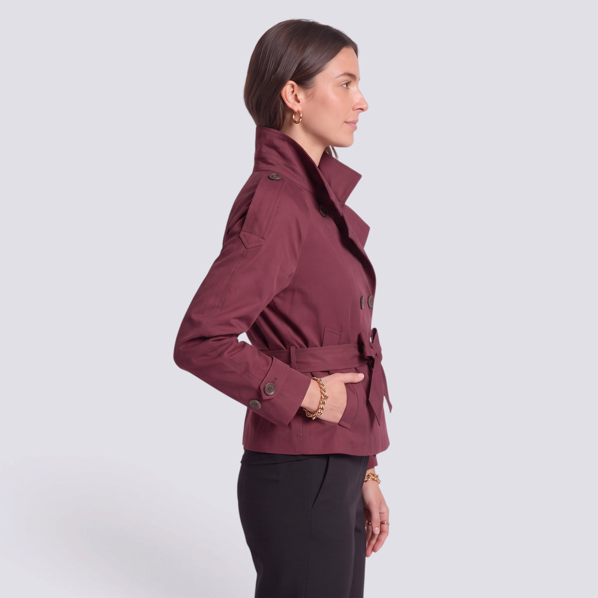 Gabardina Mujer Corta con Cinturón