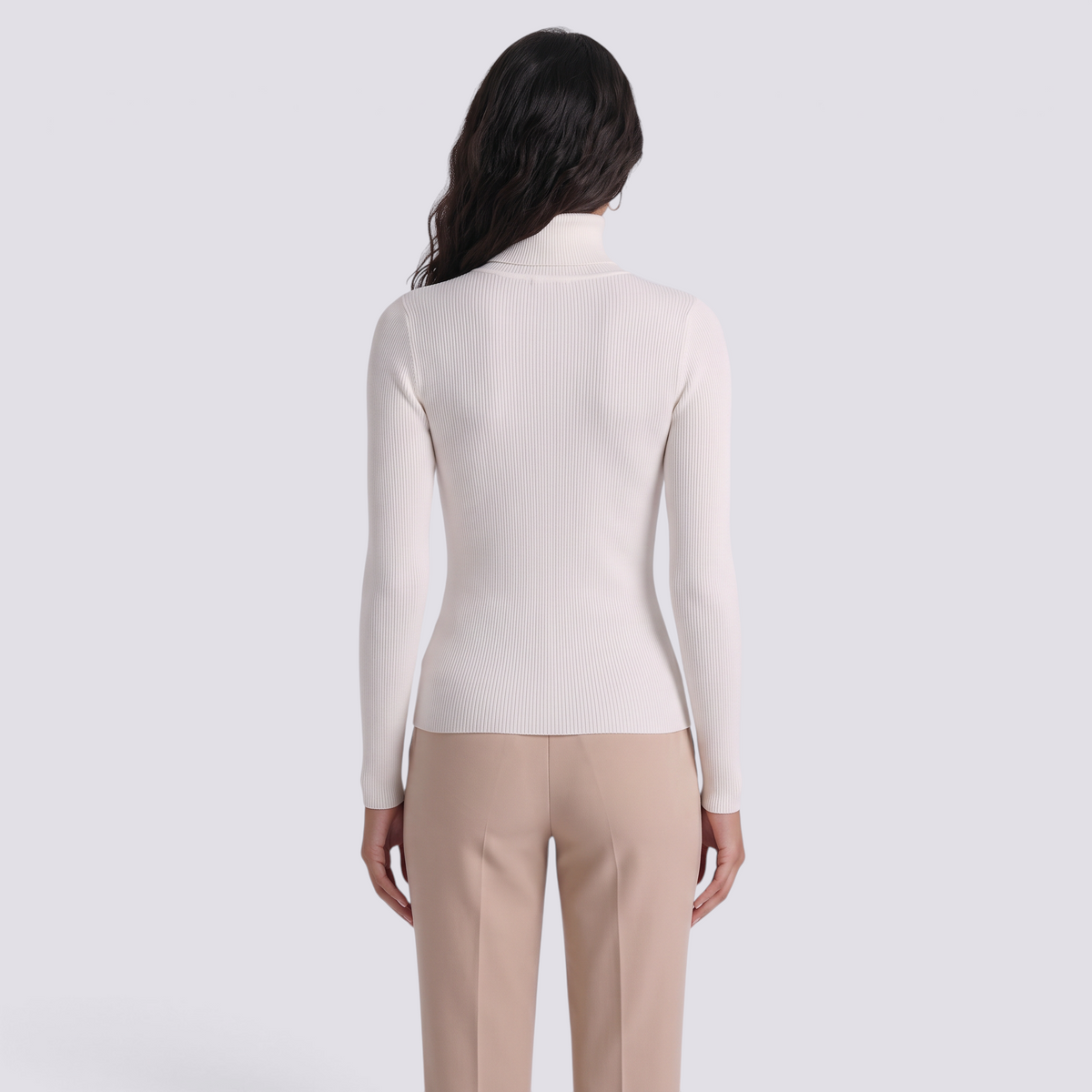 Jersey canale mujer cuello alto - Blanco - vista trasera