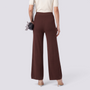 Pantalón Punto Ancho Mujer Cintura Alta - Marrón - Espalda