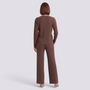 Conjunto Punto Mujer Pantalón Ancho - Café - Espalda