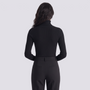 Jersey canale mujer cuello alto - Negro - vista trasera