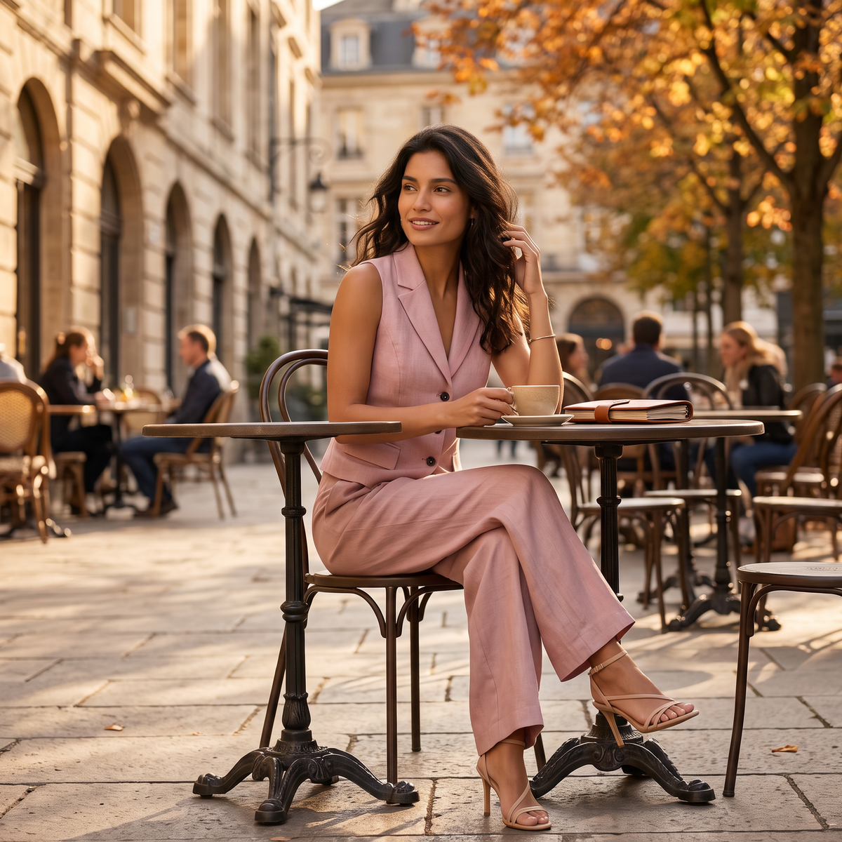 Conjunto Chaleco Sin Mangas Mujer Pantalon Ancho - Lifestyle