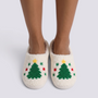 Zapatillas de casa mujer borreguito con motivo de árbol de Navidad, vista frontal