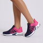 Zapatillas deportivas de mujer de malla, color Azul Marino y Fucsia, vista lateral