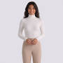 Jersey canale mujer cuello alto - Blanco - vista frontal