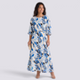 Conjunto Estampado Top y Falda Mujer - Azul y Beige - front