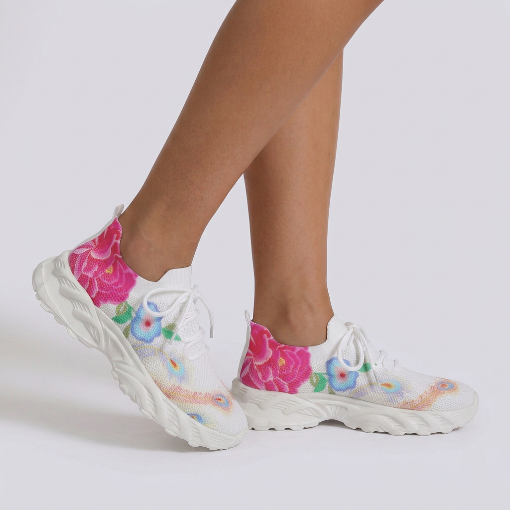 Zapatillas Deportivas Mujer Estampado Floral Flying-Woven - Rosa - Vista Lateral