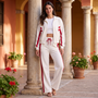 Chándal Mujer Dos Piezas con Cremallera y Rayas Blanco look en soportales