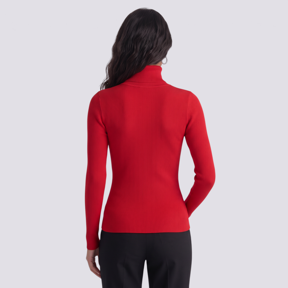 Jersey canale mujer cuello alto - Rojo - vista trasera