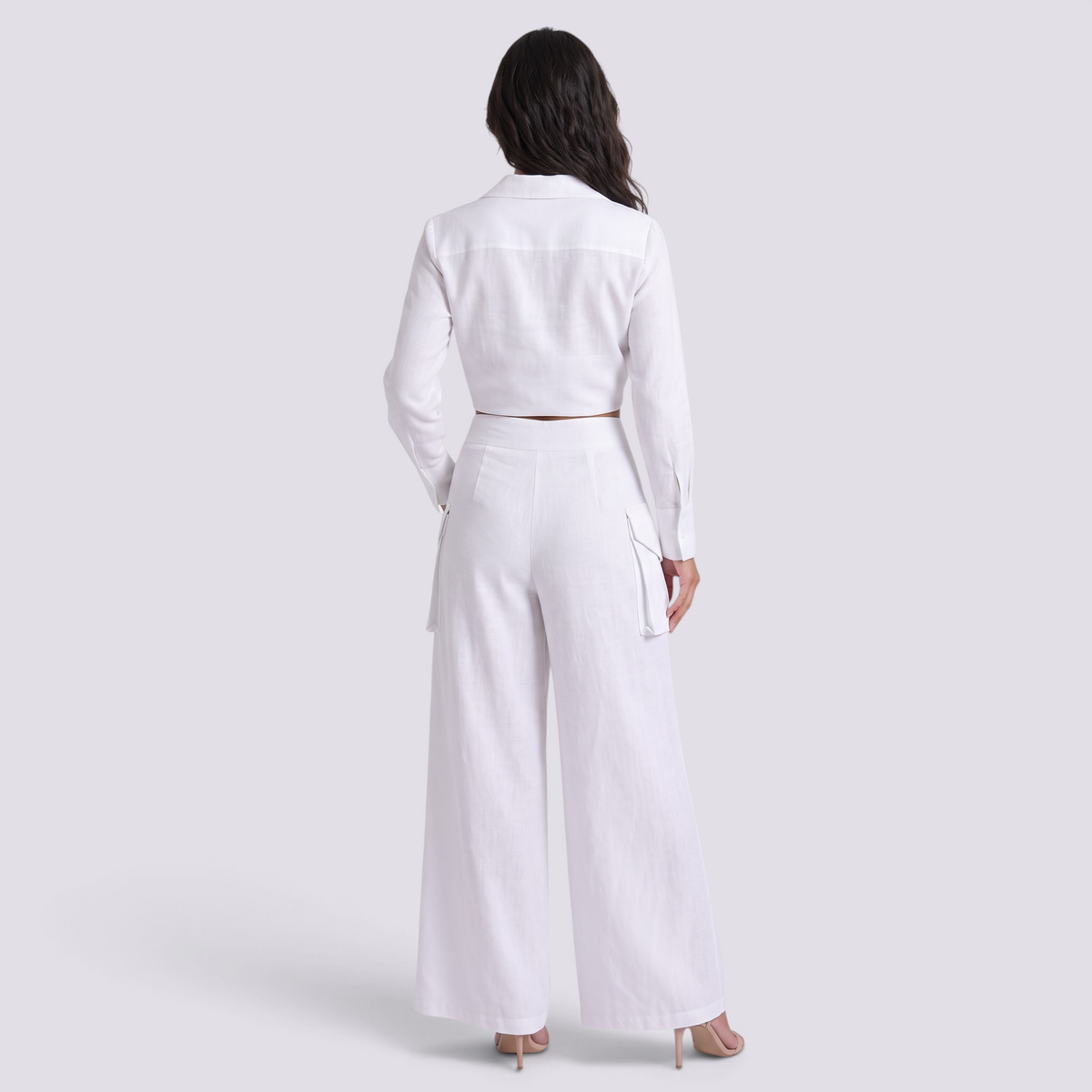 Conjunto Cruzado Mujer Pantalón Palazzo - White Back