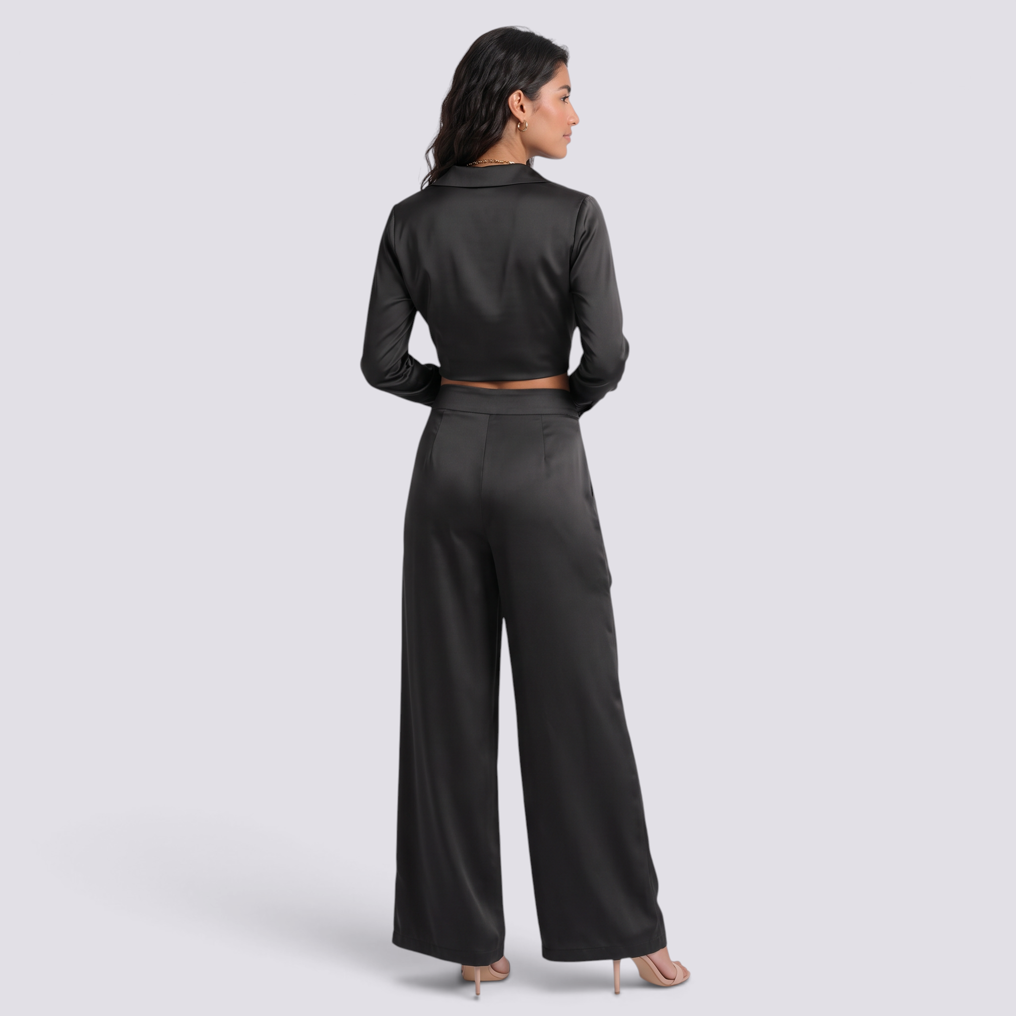 Conjunto Cruzado Mujer Pantalón Palazzo - Black Back