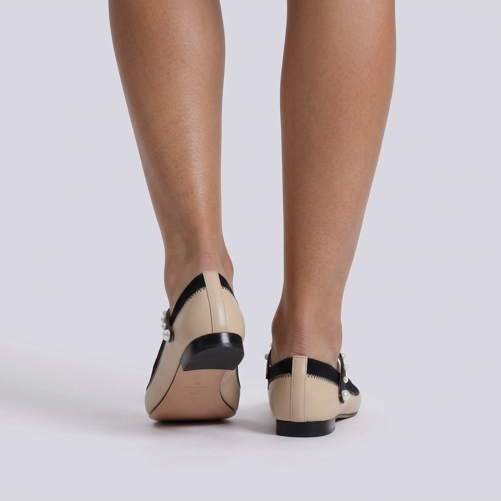 Bailarinas Mujer con Tira de Perlas - Albaricoque - Trasera