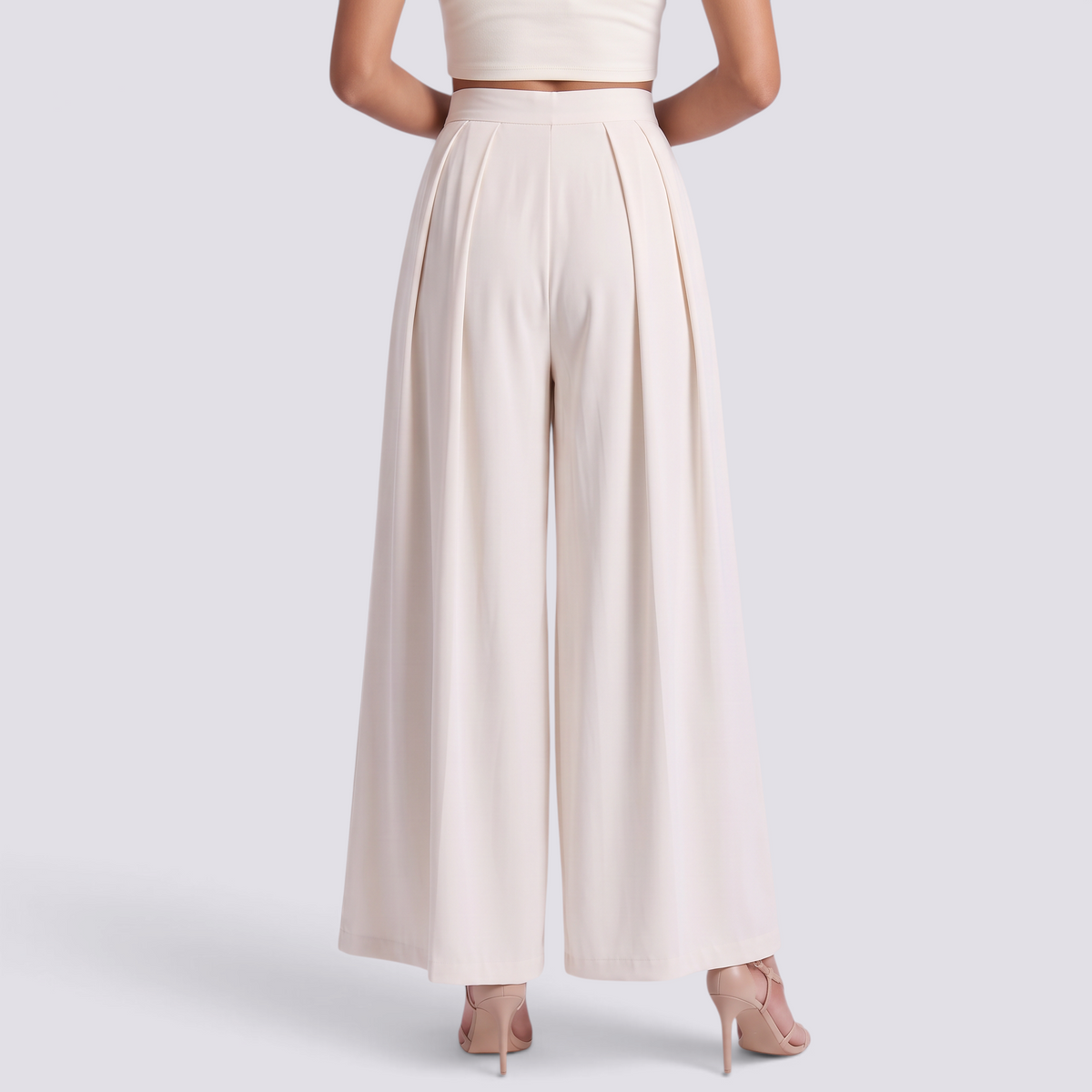 Pantalón Palazzo Mujer Talle Alto - Albaricoque - Espalda