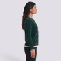 Cárdigan lana mujer cuello redondo - Verde Terciopelo - vista lateral