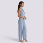 Conjunto Chaleco Sin Mangas Mujer Pantalon Ancho - Light Blue Side