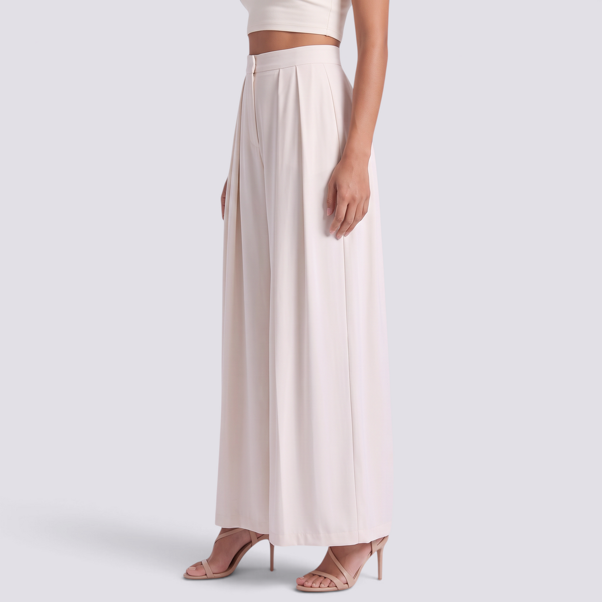 Pantalón Palazzo Mujer Talle Alto - Albaricoque - Lateral