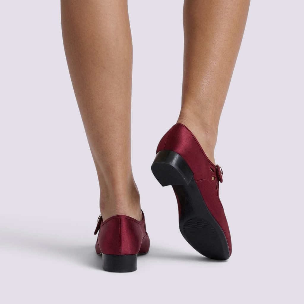 Merceditas Mujer Hebilla Tacón Bajo - Rojo - Vista Trasera