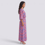Conjunto Estampado Top y Falda Mujer - Azul y Coral - side
