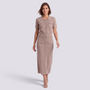 Conjunto punto mujer polo y falda con botones, caqui, vista frontal