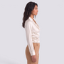 Blusa Satinada Mujer Cuello Drapeado - Blanco - Lateral