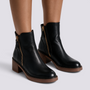 Botines Chelsea de Tacón Grueso Mujer - Negro - Vista Frontal