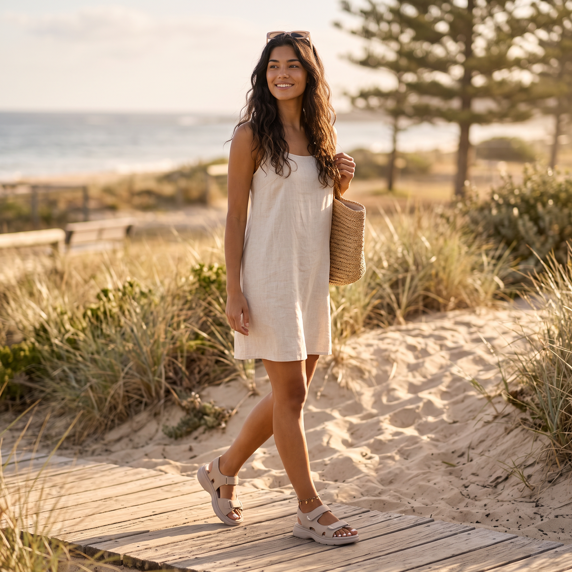 Sandalias Plataforma Mujer con Velcro - lifestyle beach